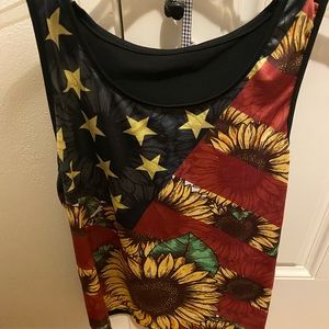 Sunflower and flag tank top